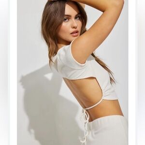 NWOT CALIA tie back Short Sleeve Tee Size Small White